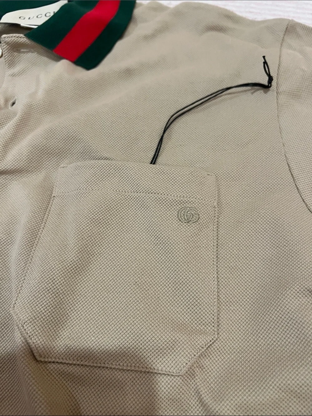 Gucci Beige Polo with Green & Red Trim